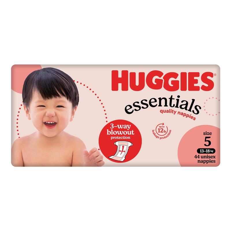 Huggies Essentials Nappies Size 5 (13-18kg) 44 Pack
