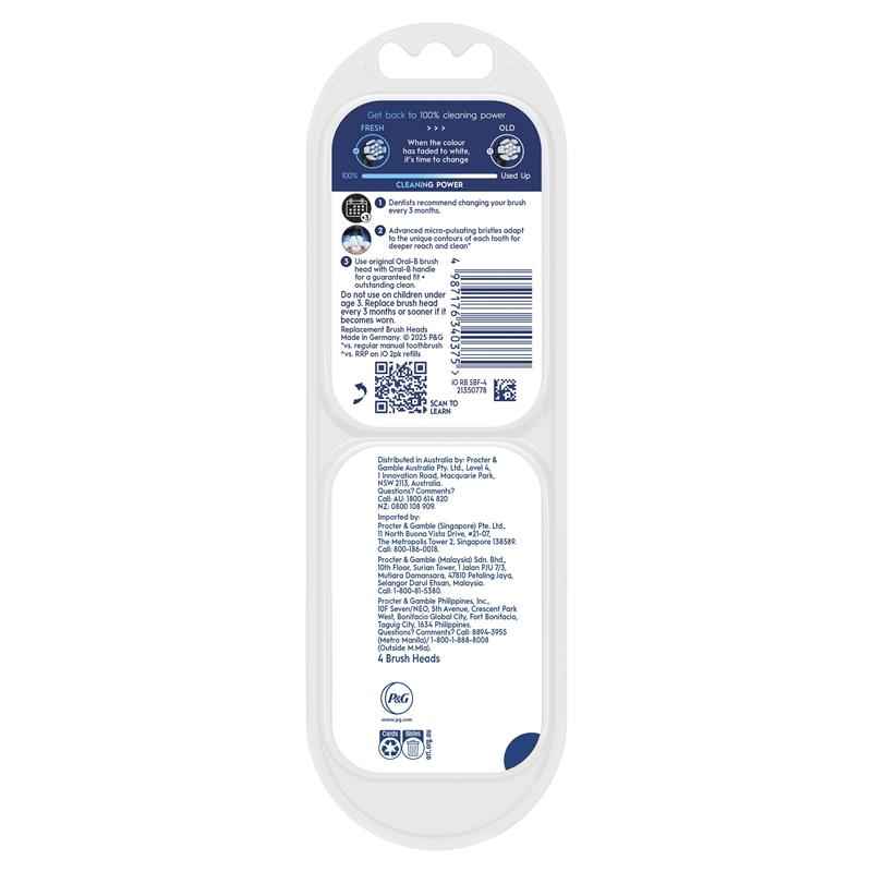 Oral B Power Toothbrush iO Clean and Gum Protect Refills Black 4 Pack