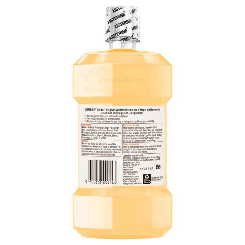 Listerine Zero Alcohol Antibacterial Mouthwash Citrus Fruits 500mL