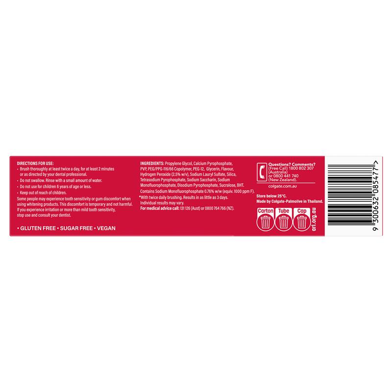Colgate Toothpaste Optic White Lumionus Express Teeth Whitening 125g