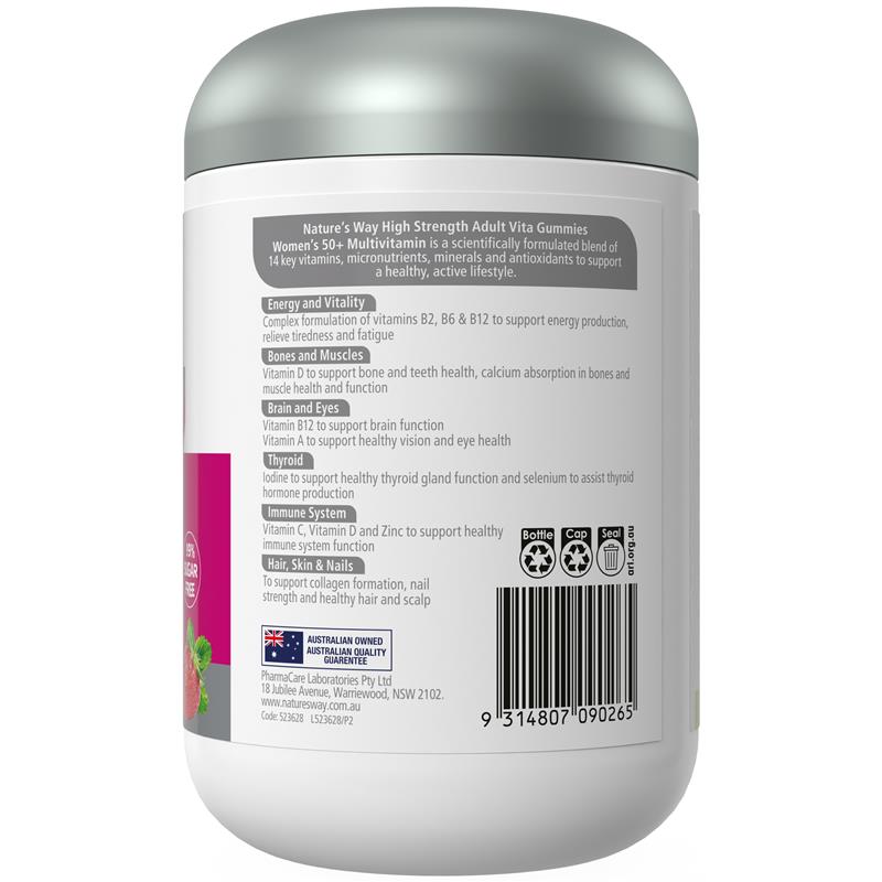 Nature's Way Adult Vita Gummies High Strength Women's 50+ 120 Gummies Exclusive Size