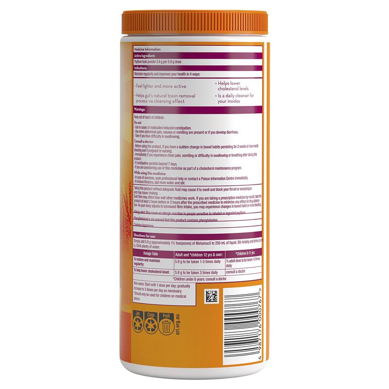 Metamucil Fibre Supplement Smooth Orange 72 Dose 425g