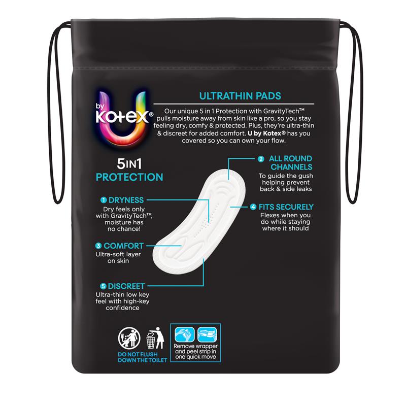 U by Kotex Ultrathin Pads Regular No Wings 14 Pack