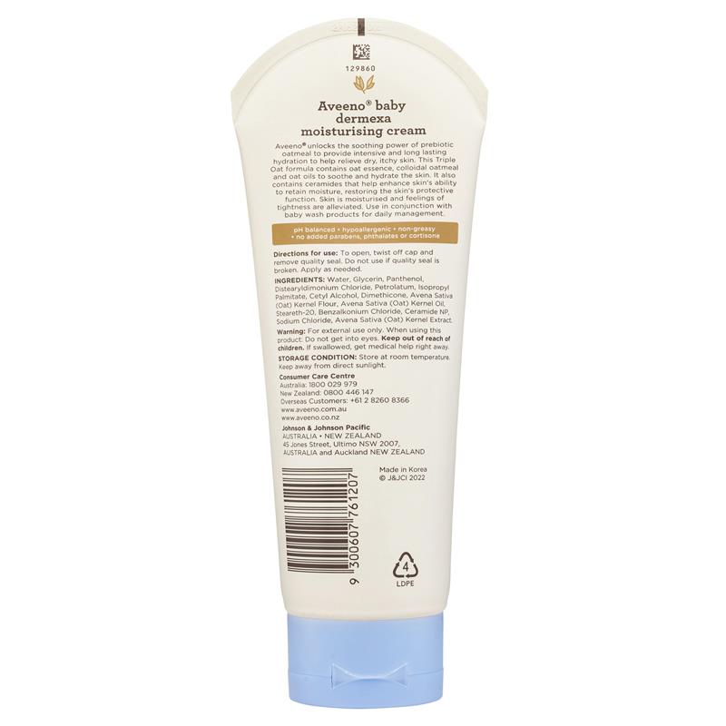 Aveeno Baby Dermexa Fragrance Free Moisturising Cream 206g
