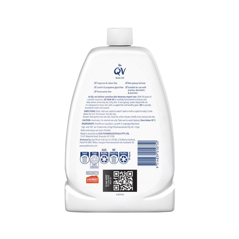 QV Bath Oil 1.25L Shower & Bath Oil
