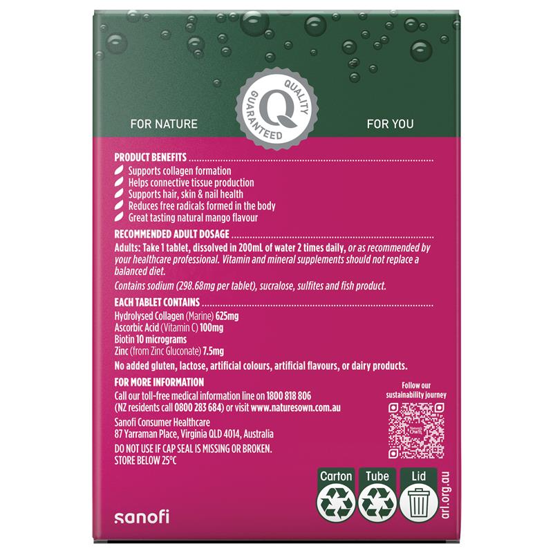 Nature's Own Collagen + Skin Support Effervescent 60 Tablets - GimmeNow
