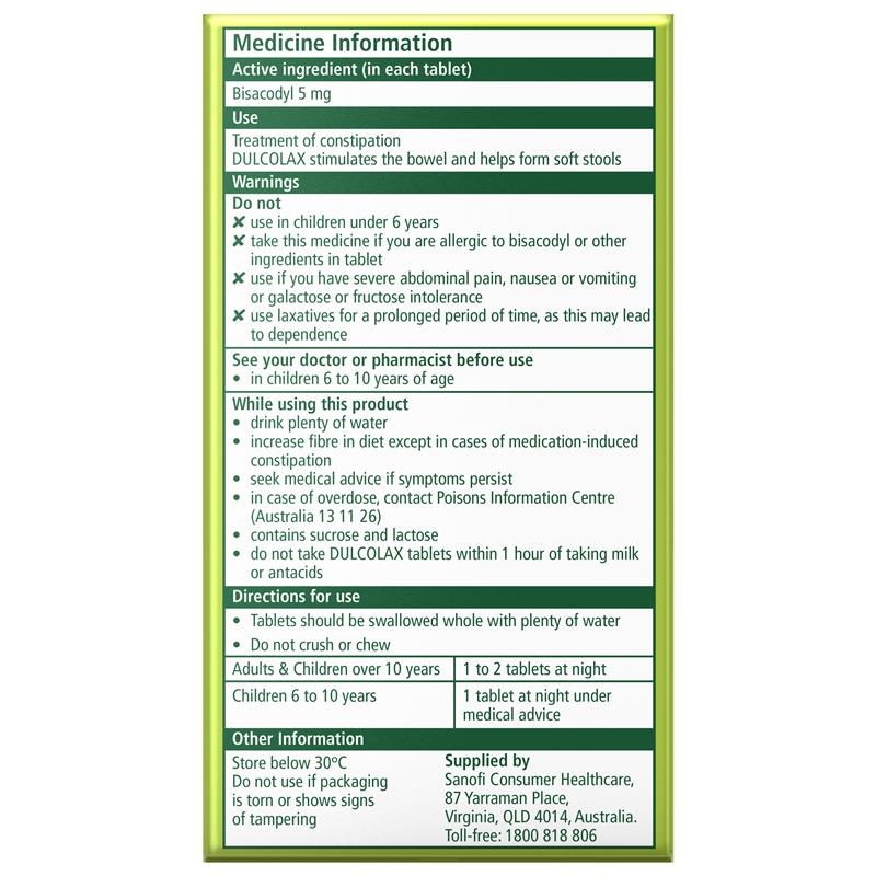 Dulcolax Laxatives 5mg 50 Tablets