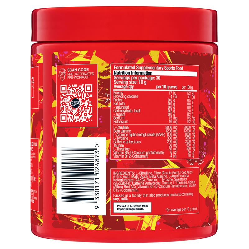 BSc PRE Caffeinated Pre-Workout Red Sour Snakes 300g