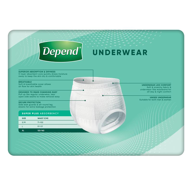 Depend Expert Care Incontinence Underwear Super Plus XL 9 Pack
