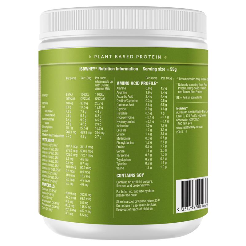 IsoWhey Plant-Based Meal Replacement Shake Vanilla 550g