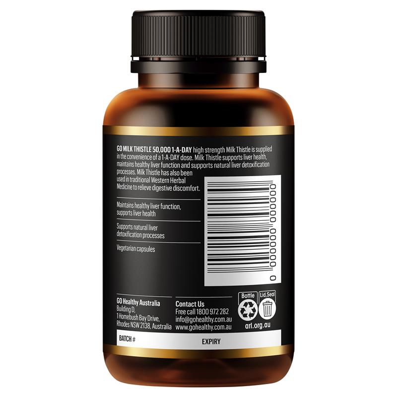 GO Healthy Milk Thistle 50000mg 1-A-Day 60 Vege Capsules
