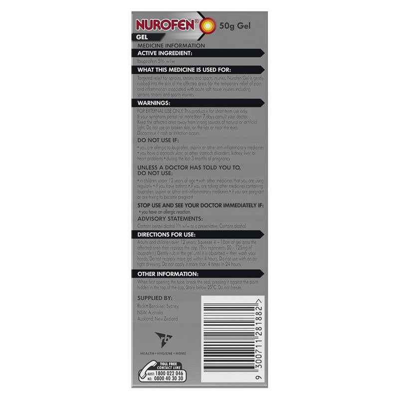 Nurofen Pain and Inflammation Relief Gel 5% Ibuprofen 50g