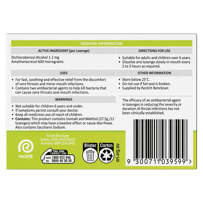 Strepsils Sore Throat Relief Sugar Free Lozenges Lemon 36 pack