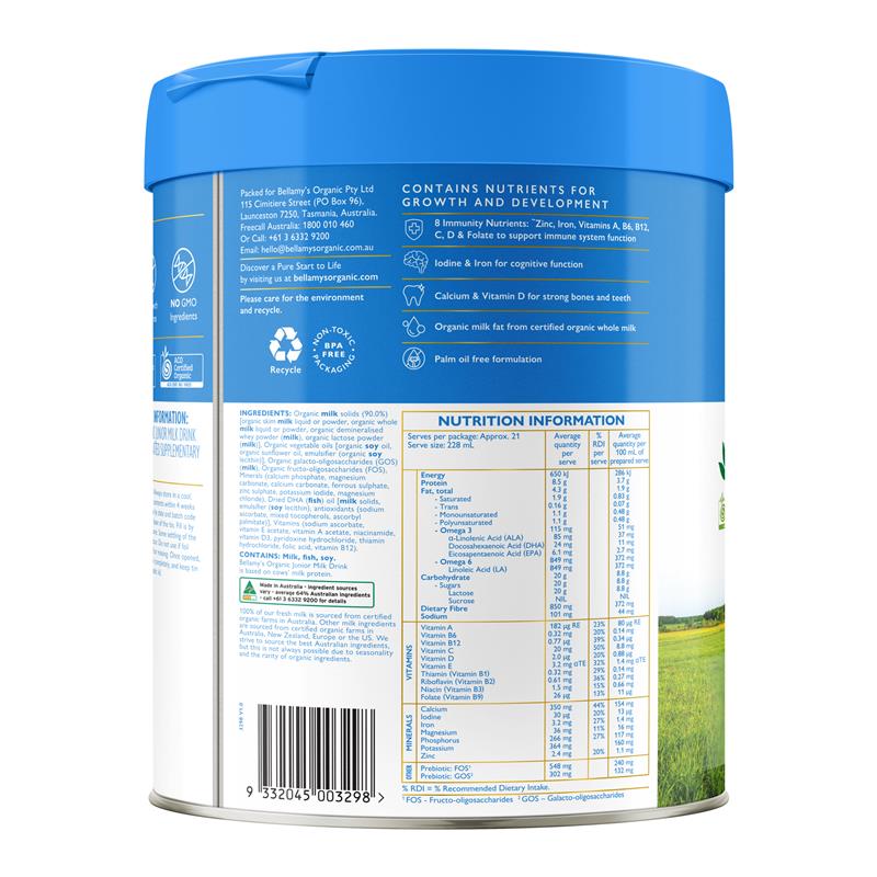Bellamys Organic Step 4 Junior Milk Drink 800g