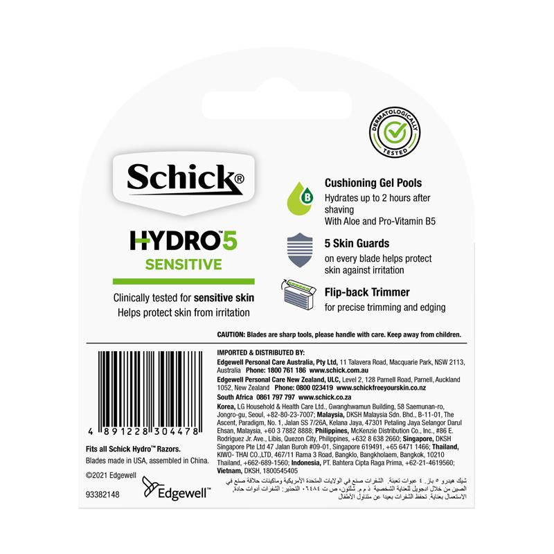 Schick Hydro 5 Sense Sensitive Mens Refill Razor Blades 4pk