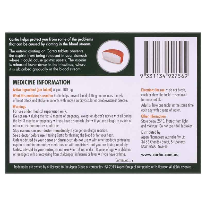 Cartia 100mg Tablets 84