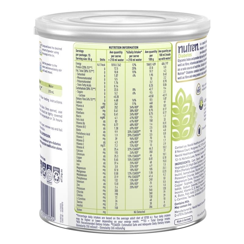 Nutren Diabetes Low GI Formula Vanilla Flavour 825g