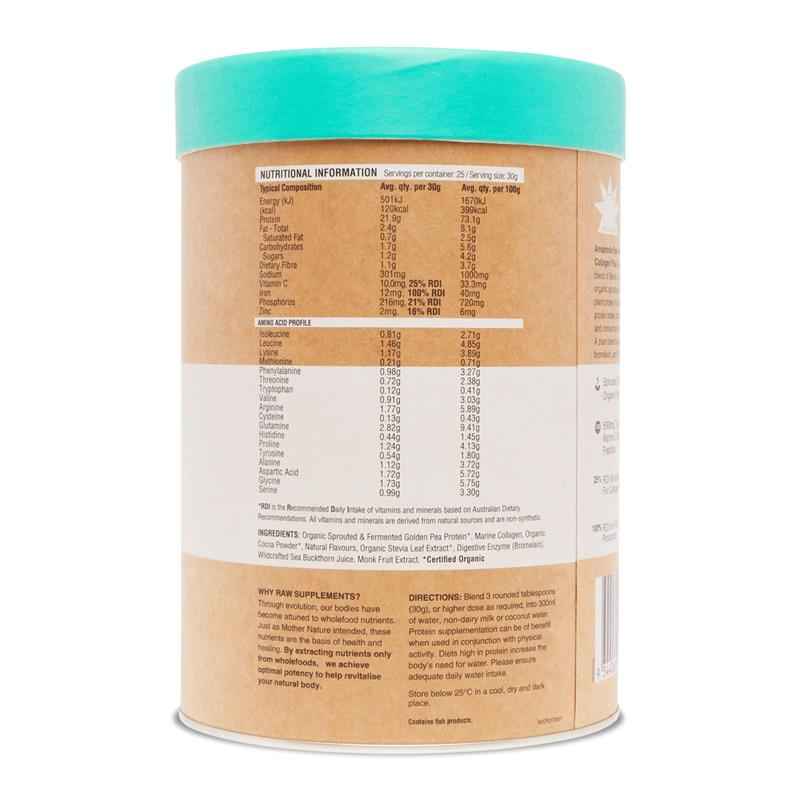 Amazonia Raw Protein Collagen Plus Choc Hazelnut 750g