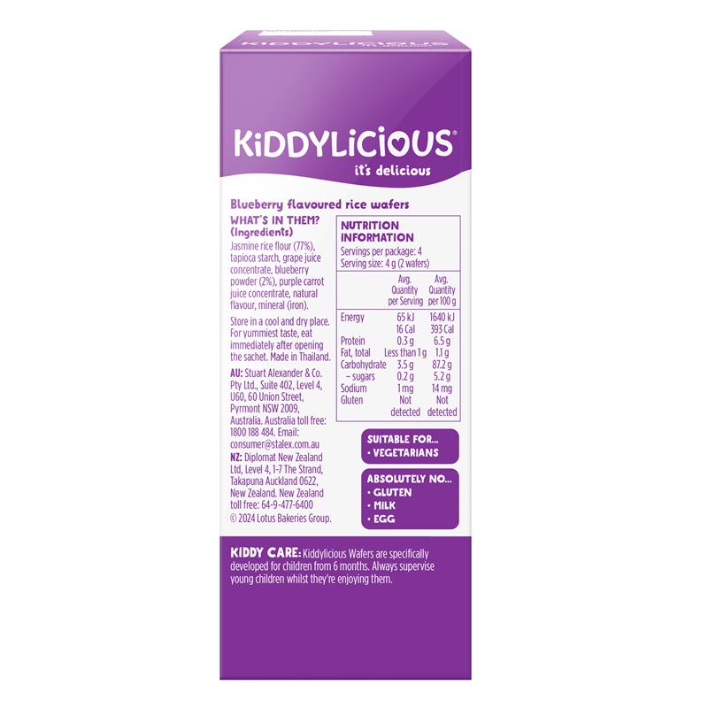 Kiddylicious Wafers Blueberry 4 X 4g Pack