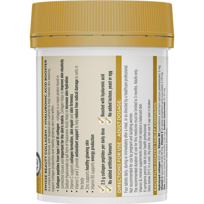 Swisse Beauty Collagen + Hyaluronic Acid Booster 80 Tablets - GimmeNow