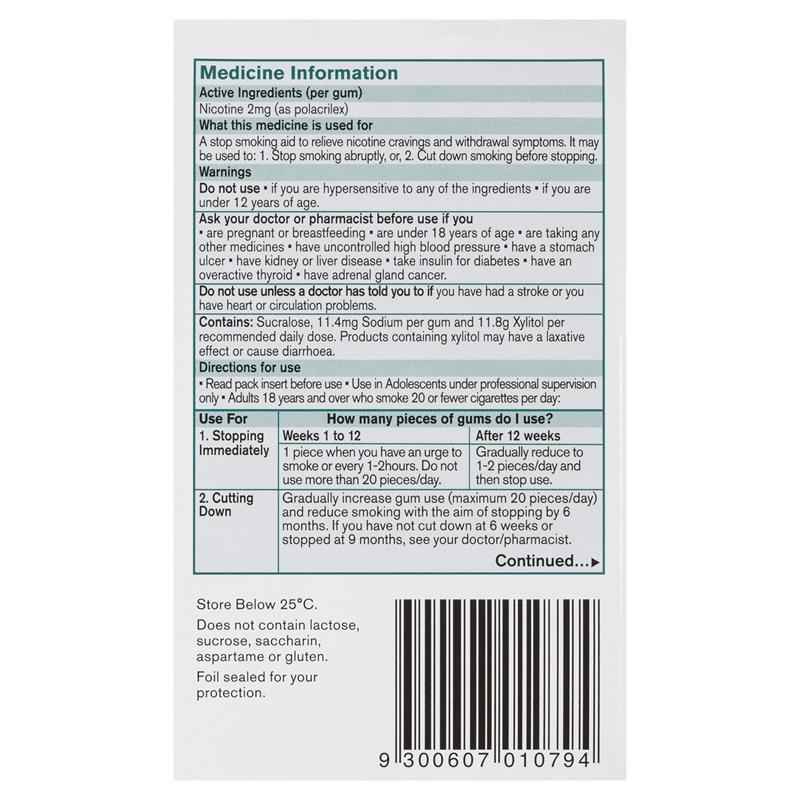 Nicorette Gum 2mg Icy Mint 75 Pieces