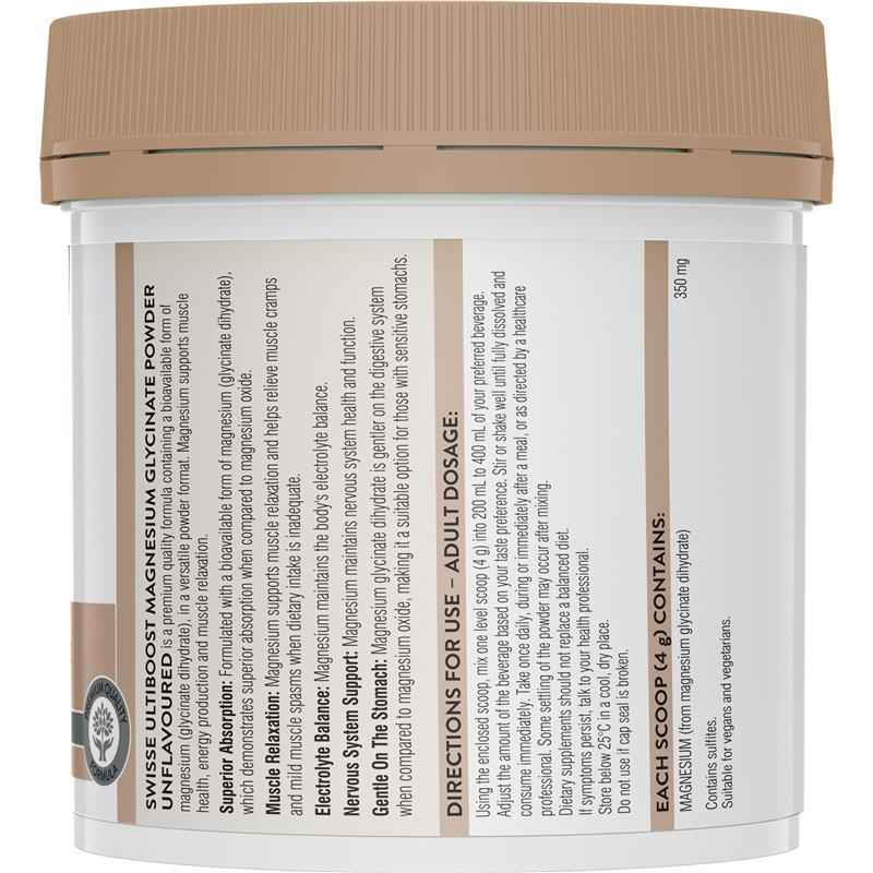 Swisse Ultiboost Magnesium Glycinate Unflavoured Powder 320g