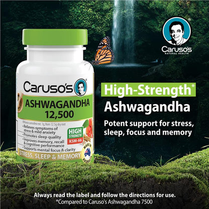 Carusos Ashwagandha 12,500 50 Tablets