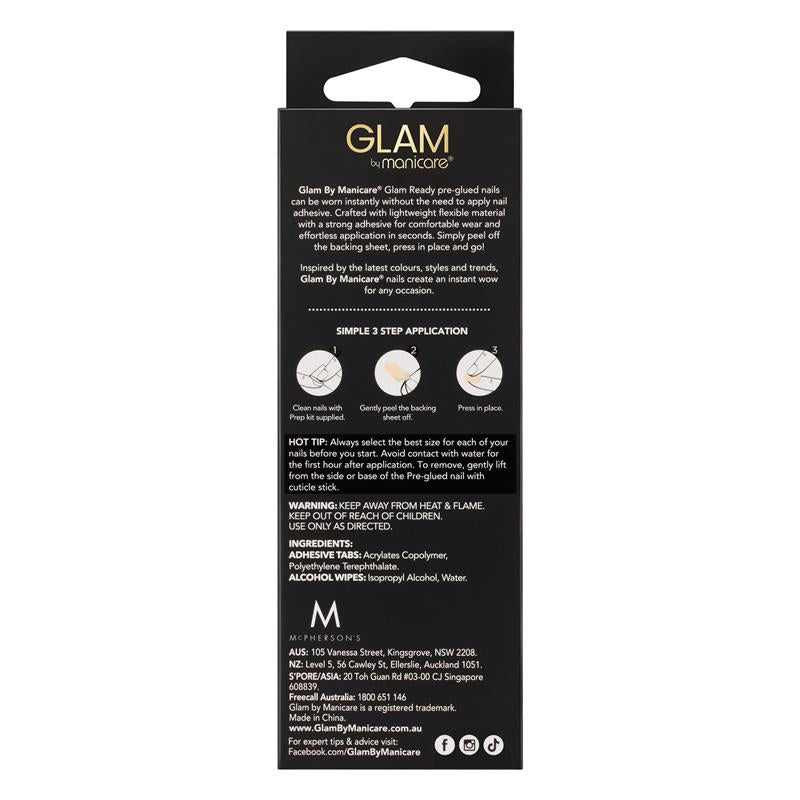 Glam By Manicare Glam Ready Pre-Glued Nails Off The Runway 30 Pieces
