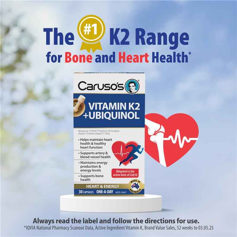 Carusos Vitamin K2 + Ubiquionol 30 Capsules