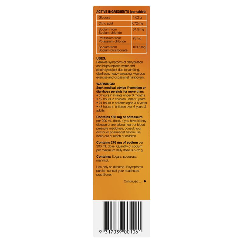 Hydralyte Electrolyte Effervescent Orange 20 Tablets - GimmeNow