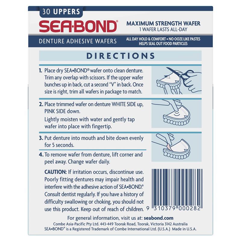 Sea Bond Denture Adhesive Uppers 30