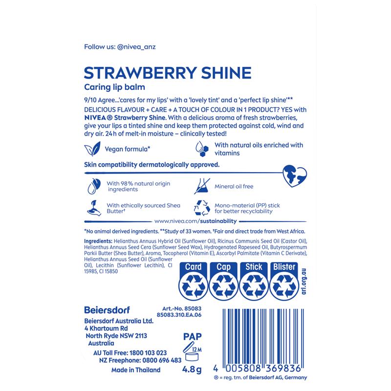 NIVEA Strawberry Shine Limited Edition Lip Balm 4.8g