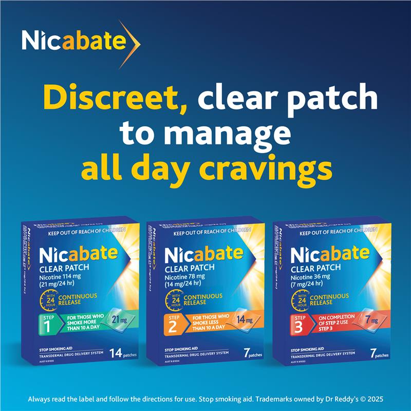 Nicabate Clear Patch Quit Smoking Step 3 7mg 7 Patches