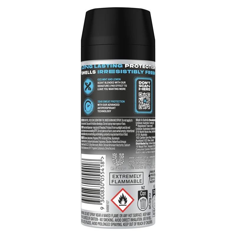 Lynx Deodorant Antiperspirant Ice Chill 165ml