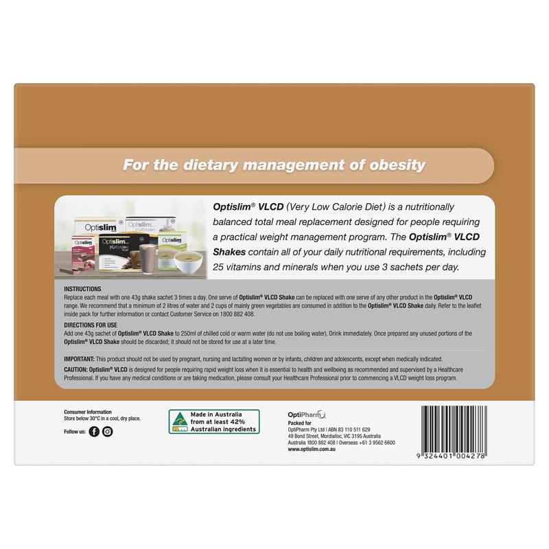 Optislim VLCD Meal Replacement Shake Salted Caramel 21x43g Sachets