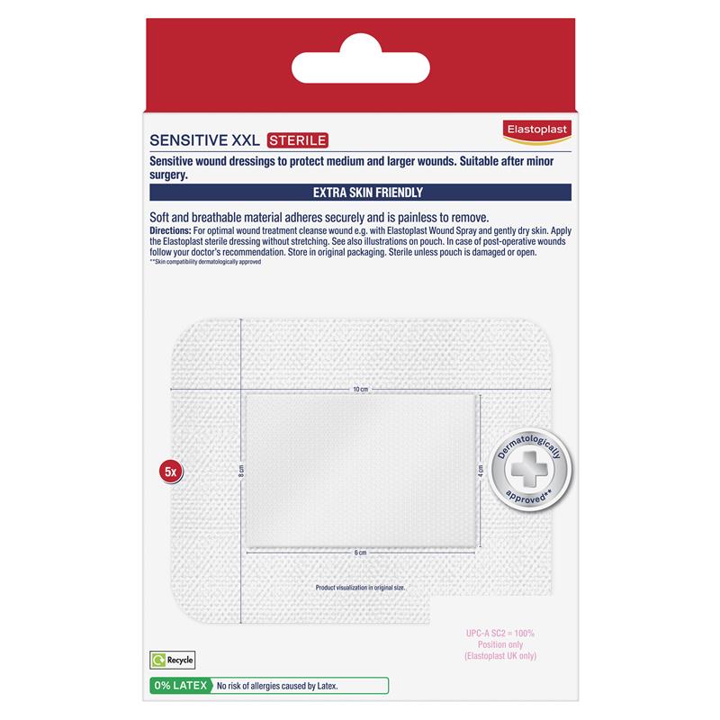 Elastoplast Sensitive Dressing XXL 8x10cm 5 Dressings