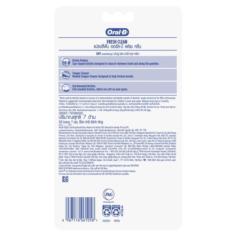 Oral B Toothbrush Fresh Clean Soft 7 Pack