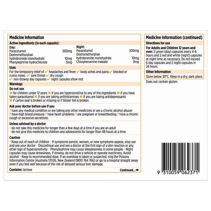 Codral Cold & Flu + Cough Day & Night 48 Capsules