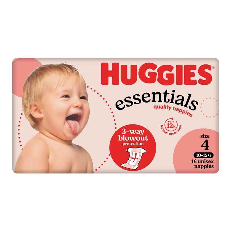 Huggies Essentials Size 4 10-15kg 46 Nappies