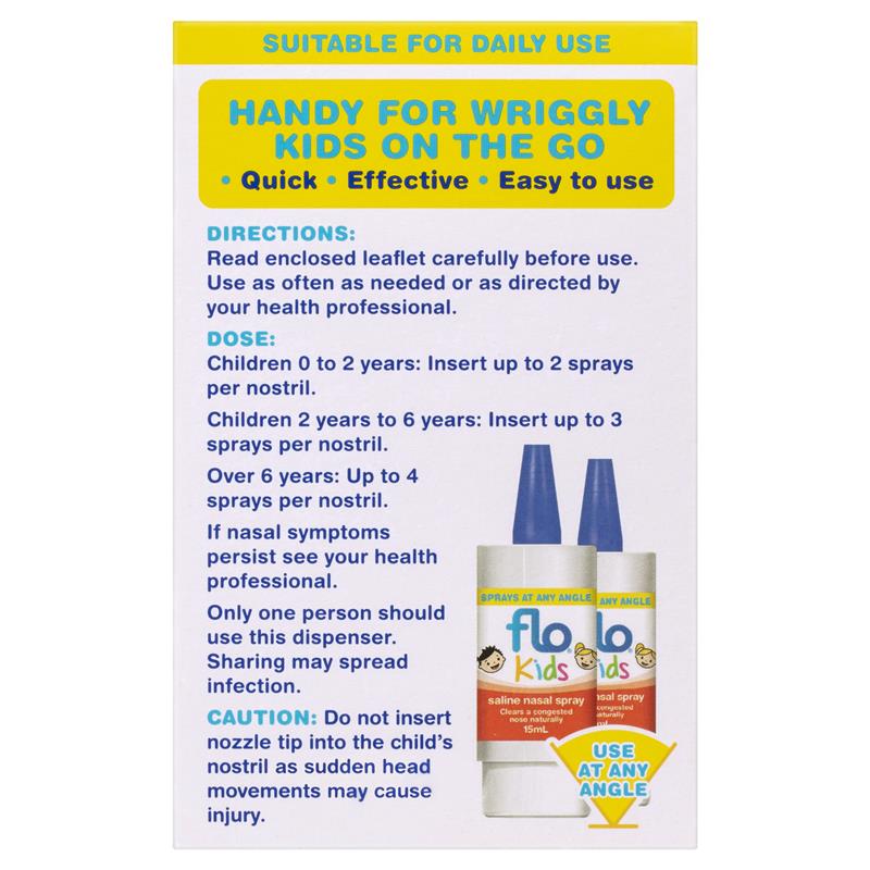Flo Kids Saline Spray Twin Pack 2 x 15ml Exclusive Size