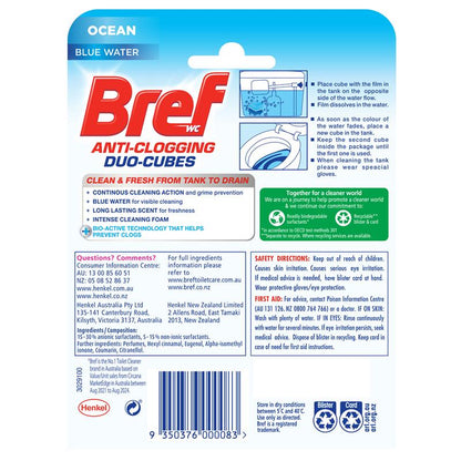 Bref Duo Cubes Blue Action Toilet Cleaner Block In Cistern 2 Pack