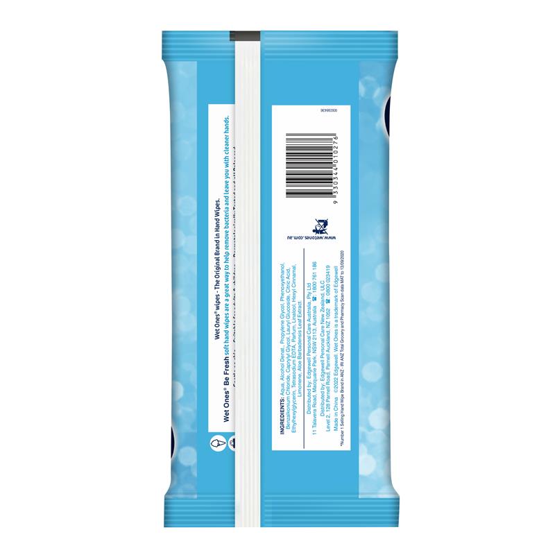 Wet Ones Be Fresh Antibacterial Wipes 80 Pack