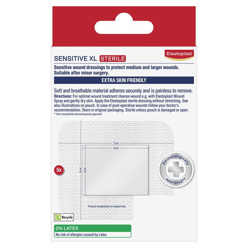Elastoplast Sensitive Dressing XL 6x7cm 5 Dressings