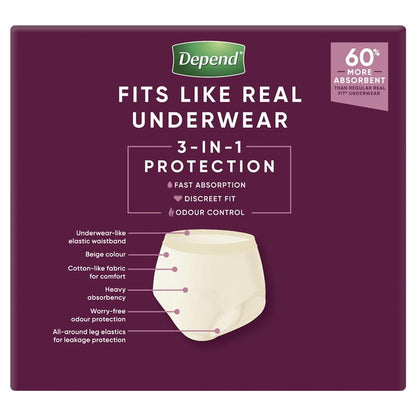 Depend Real Fit Super Incontinence Underwear for Women Medium 16 Pack