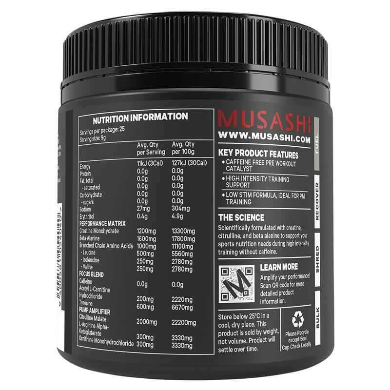 Musashi Pre Workout Zero Caffeine Purple Grape 225g