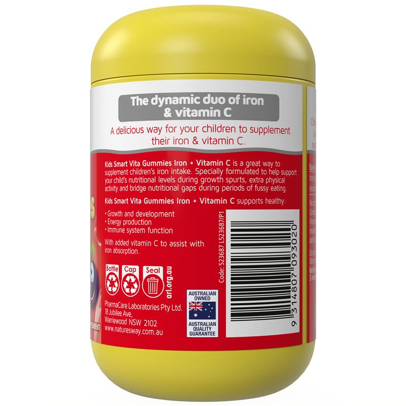 Nature's Way Kids Smart Vita Gummies Iron + Vitamin C 120 Pastilles