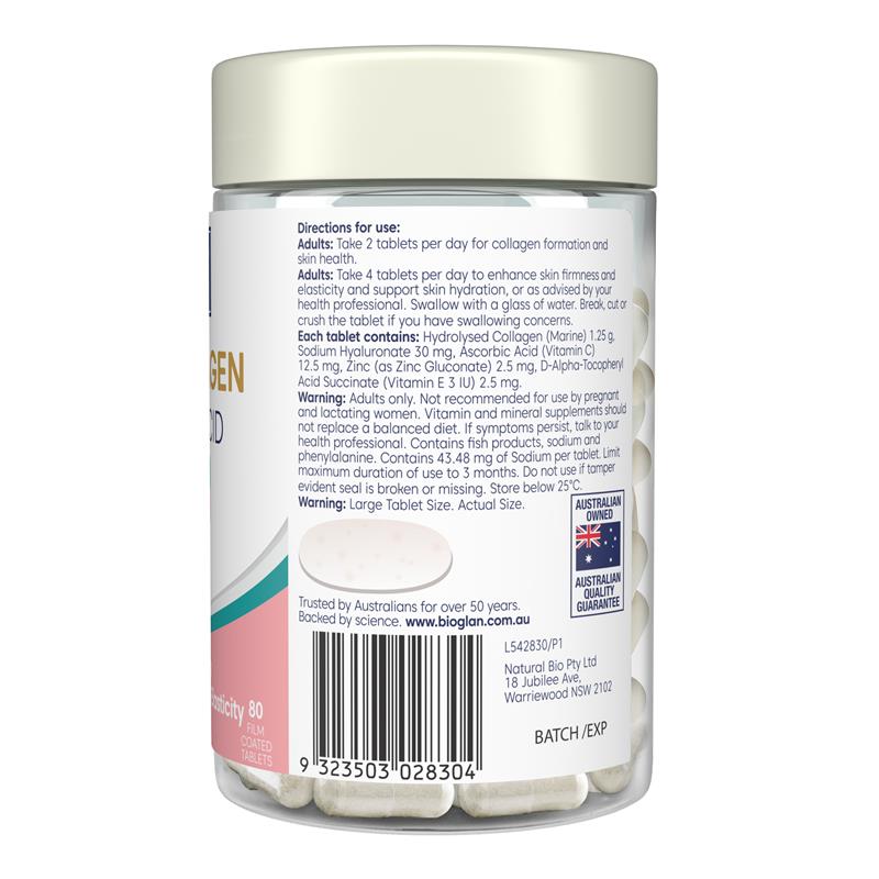 Bioglan Marine Collagen + Hyaluronic Acid 80 Tablets