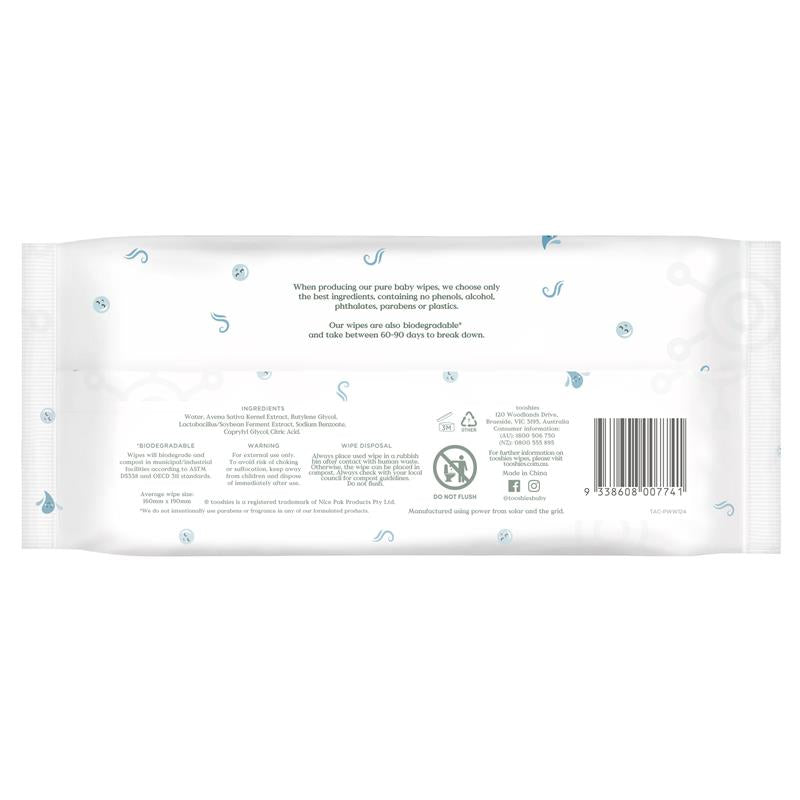 Tooshies Baby Wipes Probiotic Pure Water 70 Pack