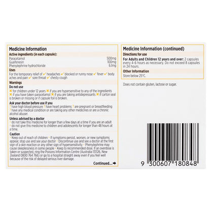 Codral Cold & Flu + Mucus Cough 24 Capsules