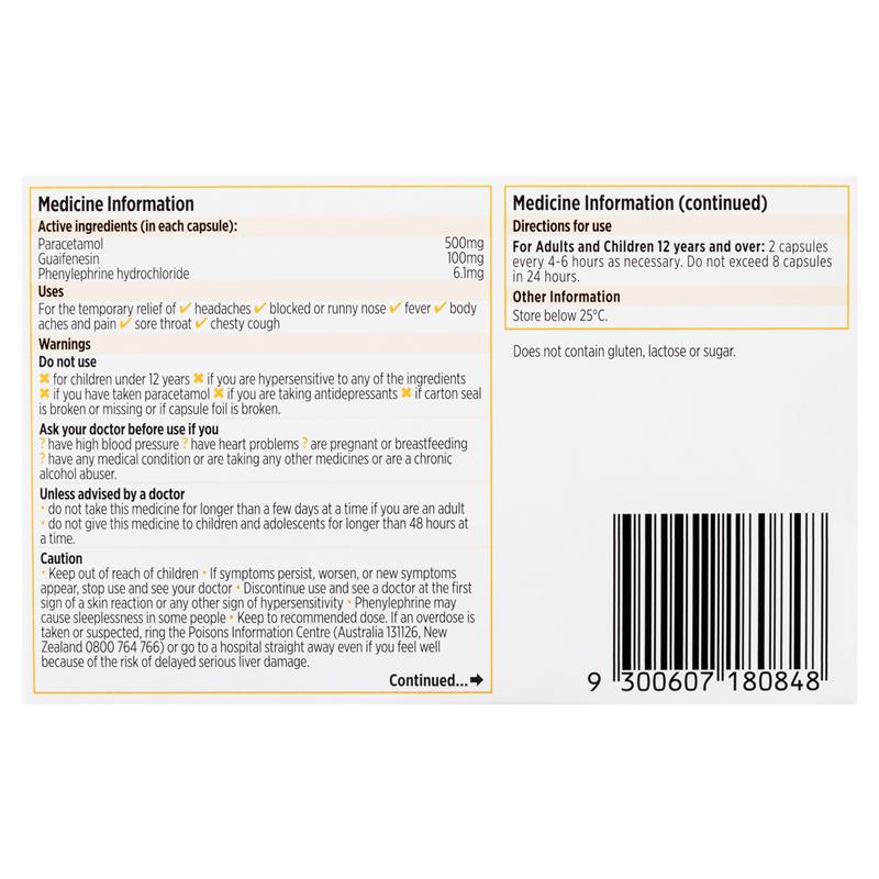 Codral Cold & Flu + Mucus Cough 24 Capsules